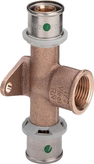 Viega Sanfix Fosta Sanfix P-wandplaten-T-stuk, d1 16, Rp 1/2, d2 16 roodkoper Model 2125.8, 303099