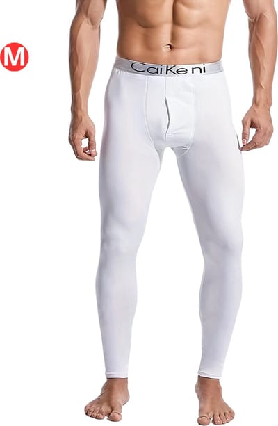 Livano Thermo - Thermokleding - Thermobroek - Voor Heren - Beenverwarmers - Fleece - Broek - Wit - Maat M