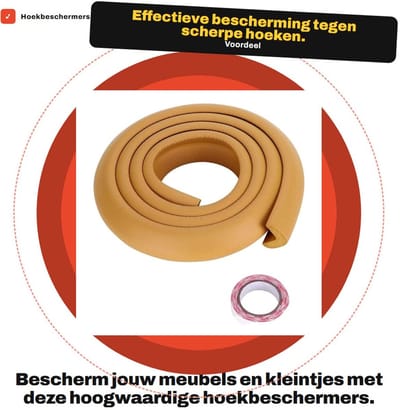 Dailygoods- Hoekbeschermers Extra Dikke Rubber - Meubelbumper - Tafelrandbeschermers - Veiligheidsstrip - 2 Meter - Houtkleur - Meubelbescherming