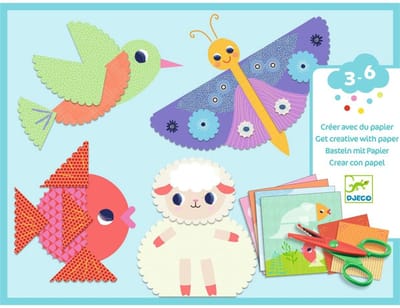 Djeco knutselset papier knippen - creatieve stickers voor kinderen.