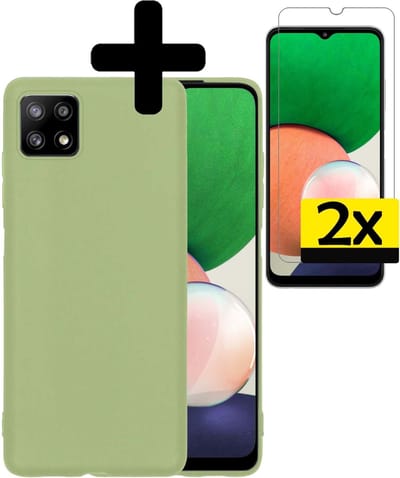 Hoesje - Met 2x Screenprotector - Geschikt voor Samsung Galaxy A22 5G - Sterk & Shockproof - Back Cover - Siliconen Case - Telefoon Hoes - Telefoonhoesjes - Groen