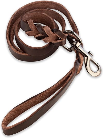 Leren hondenriem - 140cm - bruin met zwart - gevlochten hondenriem - 100% volnerfleer - hondenriem leer - leiband hond - lederen hondenriem - stevige hondenriem - hondenleiband - hondenlijn leer