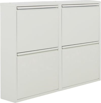 Naturn Living Metalen schoenenkast 4 vakken - 75 x 103 x 17 cm - set van 2 Schoenenkasten - Opbergrek - Schoenen Opbergkast - Schoenenrek - Kast - Organizer - Schoenenkast - Opbergkast - Mat Wit