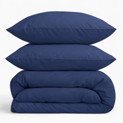 Decoware Dekbedovertrek Uni 200x220 cm - Donkerblauw - Katoensatijn - Met Kussenslopen - Tweepersoons