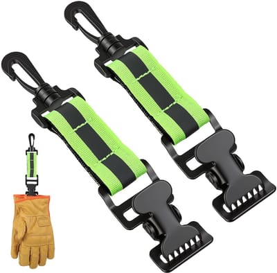 2 Stuks Brandweerhandschoenhouders met Reflecterende Strepen, Handschoen Clips voor Veiligheid en Ophangen van Handschoenen en Helmen (Groen)