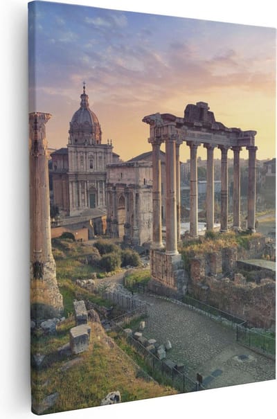 Artaza Canvas Schilderij Romeins Forum - 40x50 cm - Wanddecoratie Italië - Muurdecoratie Rome - Kamer Accessoires Skyline