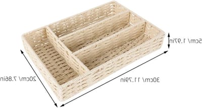 IMstore - Keukenorganizer - Rieten Bestekbak - Duurzaam en Natuurlijk - Beige - Keukenaccessoire - Perfect voor Bestek - 4 Compartimenten