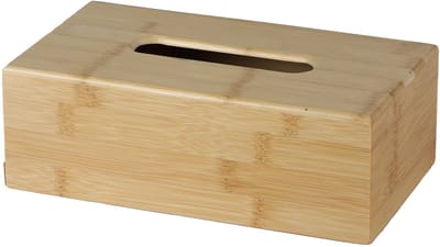 Urban Living Tissuedoos/tissuebox - naturel - rechthoekig - bamboe hout - 25 x 14 x 8.5 cm - voor kleine zakdoekjes - navulbaar