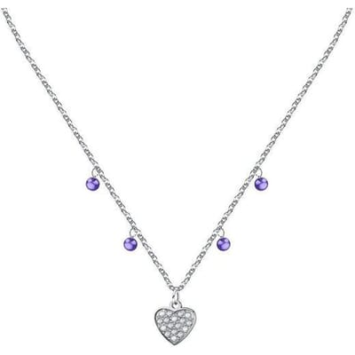 La Petite Story Stalen Ketting Met Heldere Kristallen En Tanzaniet Kralen LPS10ASD16 Voor Dames white