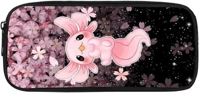 Etui met axolotl en kersenbloesem motief - groot formaat, lichtgewicht en met rits