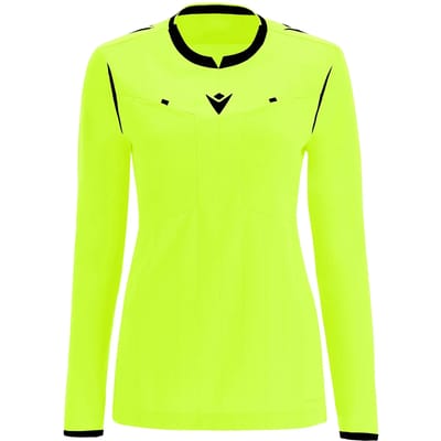 Macron Stephanie Scheidsrechtersshirt Lange Mouw Dames - Fluogeel / Zwart | Maat: L
