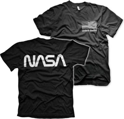 NASA Heren Tshirt -S- Black Flag Zwart