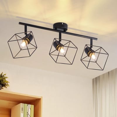 NETTLIFE Opbouwspot - 3-Lichts - E14 Fitting - Zwart - Plafondspot - 350° verstelbaar - Vintage Plafondlamp - Metaal - voor Woonkamer | Slaafkamer | Hal | Gang | Keuken - Max.25W-excl. lichtbron
