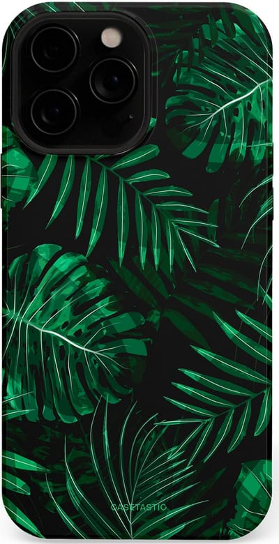 Casetastic hoesje geschikt voor Apple iPhone 13 Pro Max - MagSafe - Dubbellaagse bescherming - Jungle blad - Fashion Case - Donkergroen Zwart