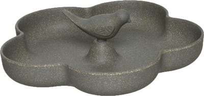 Decoris Vogelbad - bamboe hout - antraciet grijs - 23 cm - voederbak - drinkschaal