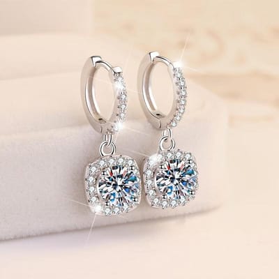 Nouvelles exquises boucles d'oreilles sac carré, boucles d'oreilles, bijoux style européen et américain, boucles d'oreilles et boucles d'oreilles pleines de diamants.
