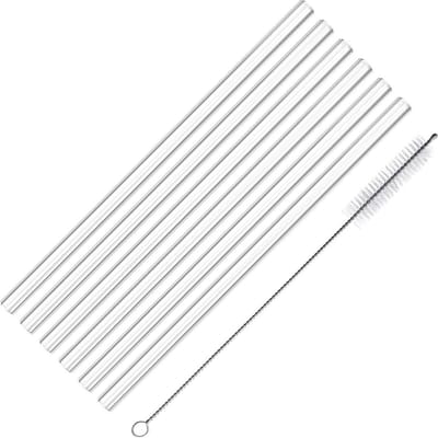 Westmark 6 glazen rietjes, recht, incl. 1 reinigingsborsteltje, lengte: 20 cm, ø 0,8 cm, borosilicaatglas, doorzichtig, 62622260