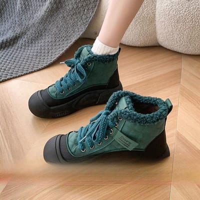 Bottes de neige pour femmes, doublure polaire d'hiver pour femmes, semelle épaisse et chaude, chaussures de sport rembourrées en coton 40 black