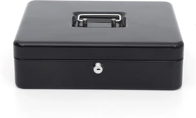 Geldlade Organizer - Opbergdoos Slot - Veilig Bewaren - Met Draaggreep - 25x20x9cm - Zwart