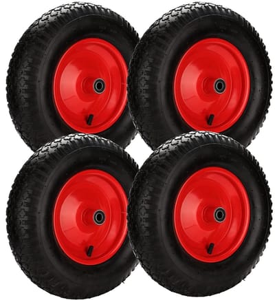 Kruiwagenwiel Luchtbanden - Reservewiel Tuinkar - Materiaal Transport - Lekvrije PU Schuim - 390 mm Diameter - Zwart
