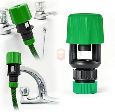 Keukenkraanaansluiting - kraanadapter - tuinslangaansluiting - universeel - maximale breedte 34 mm - groen - verstelbare adapter