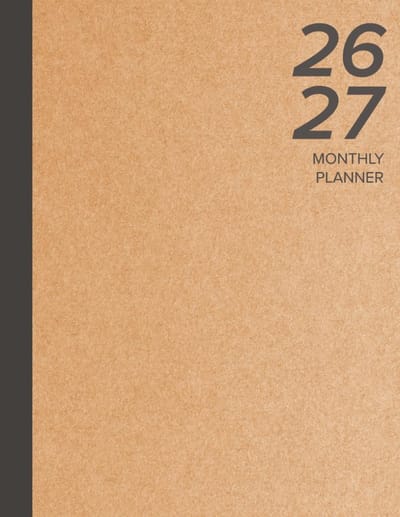Maandplanner - Kraft Bruin - 2 Jaar Kalender - Eenvoudige Schema Organizer - Voor Iedereen