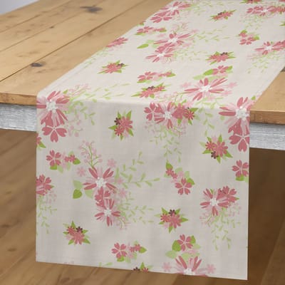 ABAKUHAUS Tafelrunner – Rechthoekig 40x180 cm – Lichte Eierschaal & Gedroogde Roos