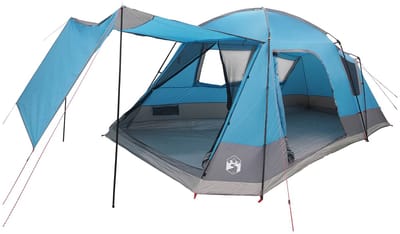 vidaXL - Huisje - Tent - met - dak - Blauw - 12-Persoons - Polyester - en - Staal