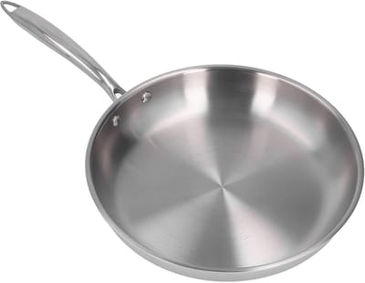 Roestvrijstalen Koekenpan - Antiaanbakpan Kookpan - Gezond Koken - 3-laags Inductie Geschikt - 22 cm - Zilver