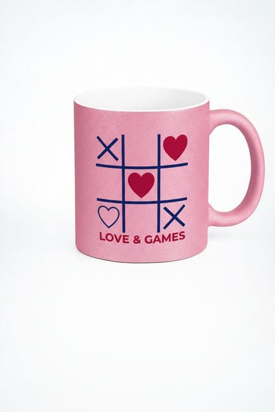 Roze Love & Games Mok - Valentijn Tic Tac Toe Keramische Beker