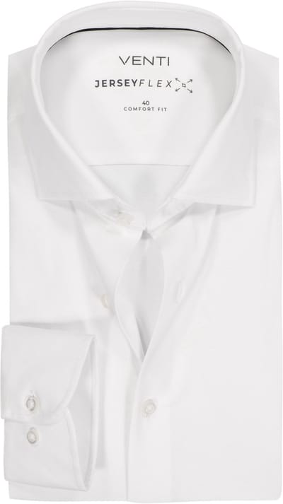 VENTI CASA MODA comfort fit overhemd - jersey - wit - Strijkvriendelijk - Boordmaat: 40 (EU maat: M)