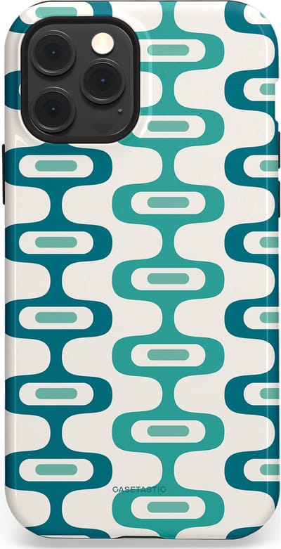 Casetastic hoesje geschikt voor Apple iPhone 12 / Apple iPhone 12 Pro - MagSafe - Dubbellaagse bescherming - Vormen vibe - Fashion Case - Wit Petrol Lichtgrijs Mintgroen