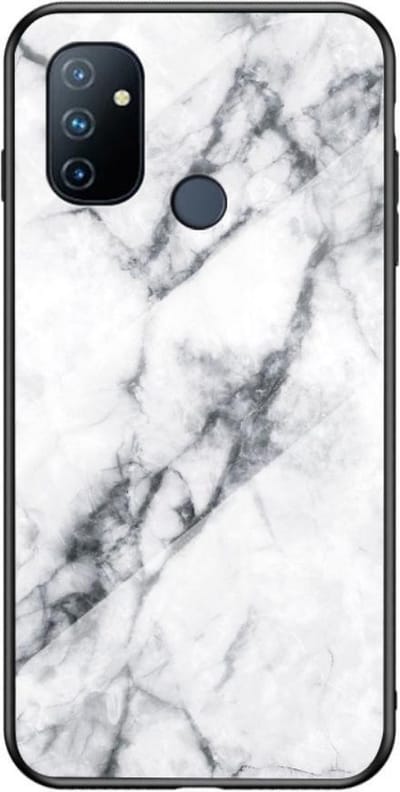 Coverup Hoesje - Geschikt voor Oneplus Nord N100 Hoesje - Coverup Marble Glass Back Cover - Wit