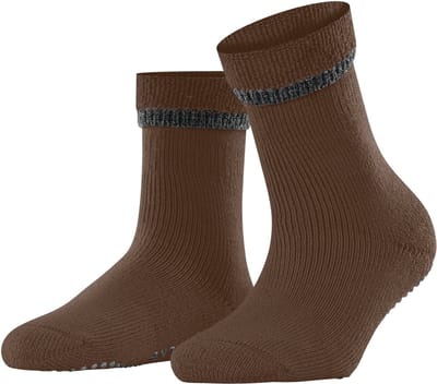FALKE Cuddle Pads Noppen op de zool katoen wol huissokken dames bruin - maat 35-38