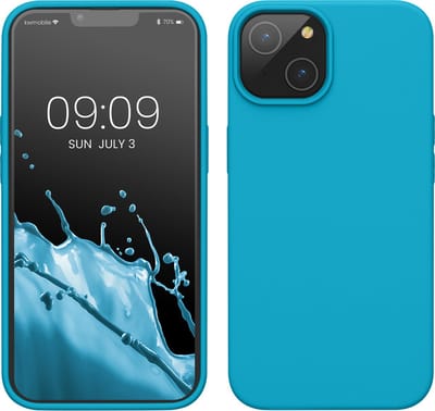 kwmobile telefoonhoesje geschikt voor Apple iPhone 14 - Hoesje met siliconen coating - Smartphone case in ijsblauw