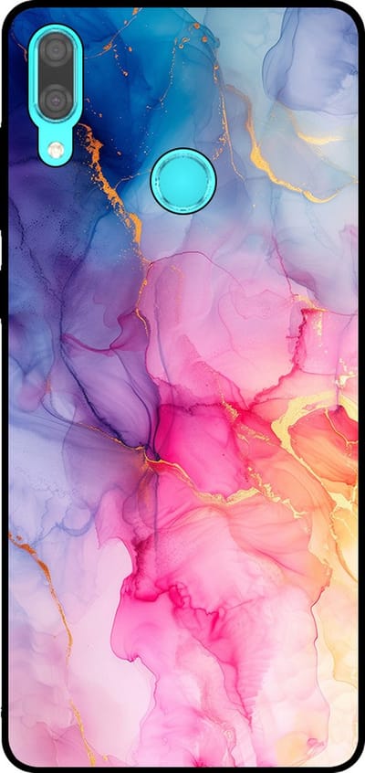 Smartphonica Telefoonhoesje Geschikt voor Huawei Y7 (2019) met marmer opdruk - TPU backcover case marble design - Regenboog geschikt voor Huawei Y7 (2019)