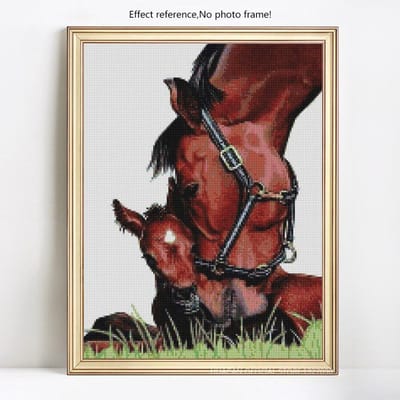 Diamant peinture Animal 5D complet rond cheval strass mosaïque bricolage point de croix résine 20X30CM black