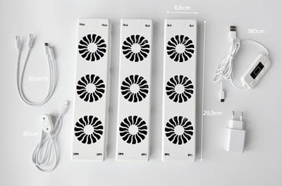 Radiator ventilator Triple Set - Digitaal display - Instelbare temperatuurinstelling - Energiezuinig - Geschikt voor bijna alle typen radiatoren - Verwarming ventilatie