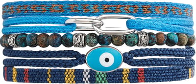 Azurro Lirano Heren Armbanden Set – Natuursteen & Kralen – Verstelbaar 19–24 cm – Mannen Armband Casual – Cadeau voor Mannen & Vaderdag – Mediterrane Stijl