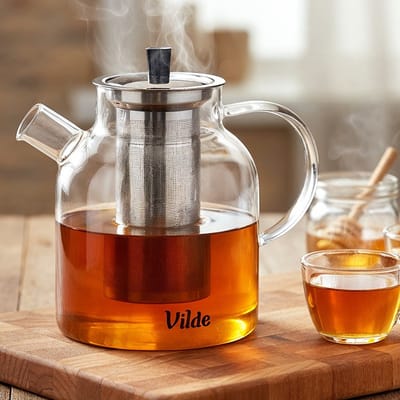Hittebestendige glazen theepot met infuser 1,5 l