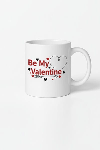 Valentijn Mok 'Be My Valentine' | Romantisch Cadeau met Hartjes en Liefdespijl