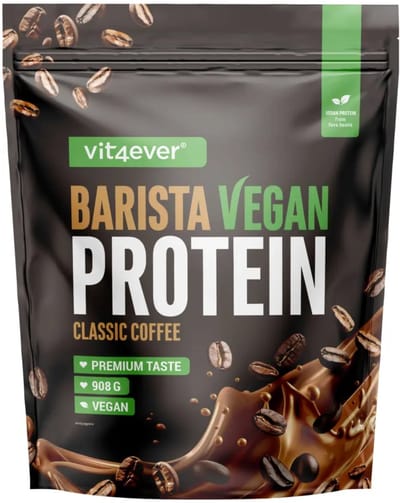 Vit4ever - Barista Whey Vegan – 908 g – Classic Coffee smaak – Plantaardige eiwitrijke koffieblend met instantkoffie – Tot 24 g eiwit per portie – Zonder soja & lactose