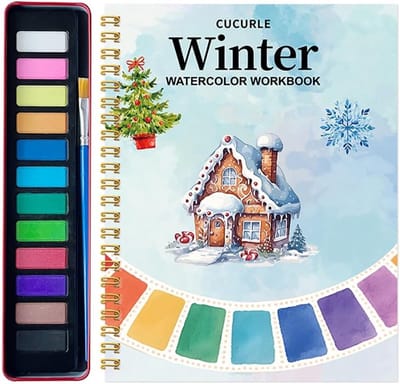 Aquarel werkboek - Aquarel werkboek voor beginners - Beginnersvriendelijke schilderset - Kunstnijverheid - Voor creatieve verkenning - Aquarelverfset - Met 12 verven - Kunst- en knutselschilderset - Cadeau voor vrouwen -huis
