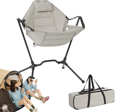 Buitenstoel Schommel - Draagbare Stoel - Ontspannen in de tuin - Ergonomische ondersteuning - 3937 inch hoog - Beige