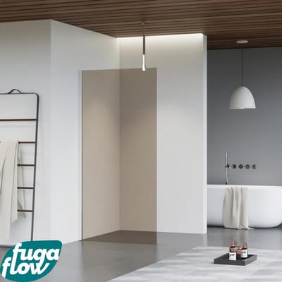 FugaFlow Eccelente Vetro inloopdouche badkamer - 90x200cm - rookglas - plafondarm - chroom -