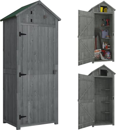 Outsunny - Gereedschapsschuur - met Planken - met Raam - Grijs
