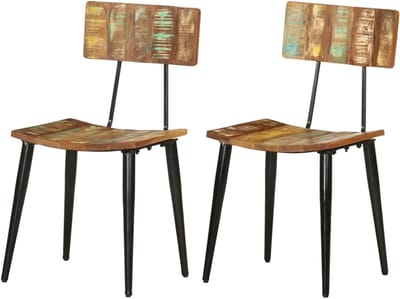 Eetkamerstoelen Set - Houten Stoelen - Buiten Zitten - Gerecycled Hardhout - 2 stuks - Veelkleurig