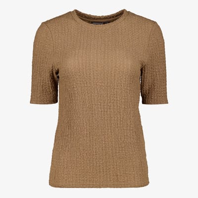 TwoDay dames top met structuur bruin - Maat S