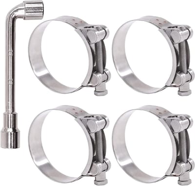 Set van 4 T-Bolt Slangklemmen 74-79mm van Roestvrij Staal - Verstelbare Klemmen voor Slangen en Buizen met een Diameter van 2,9'' tot 3,1''