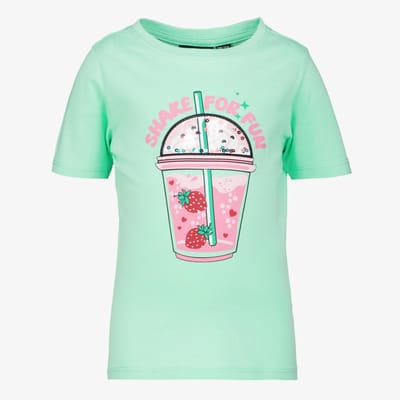 TwoDay meisjes T-shirt met smoothie en pailletten - Groen - Maat 92